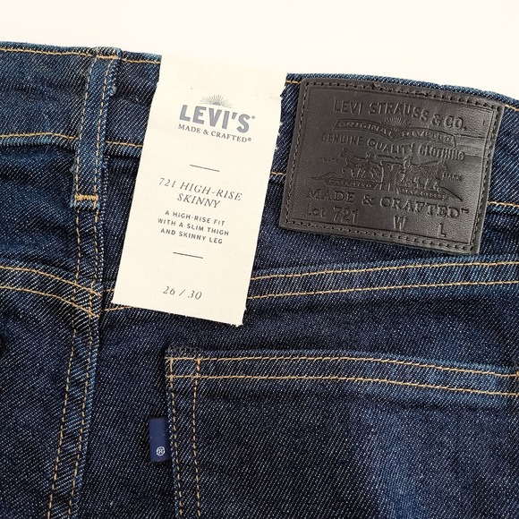 Levis 721 High Rise Skinny Denim Jeans Womens 26/30 Dark Blue New w/ Tag $168 - Picture 7 of 8